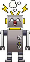 gradient shaded cartoon of a malfunctioning robot png