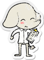 distressed sticker of a cute cartoon elephant png