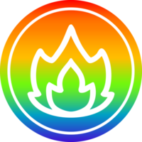 simple flame circular icon with rainbow gradient finish png