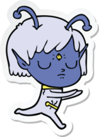 sticker of a cartoon alien girl png