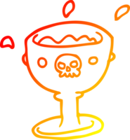 warm helling lijn tekening van een spookachtig tekenfilm beker van bloed png