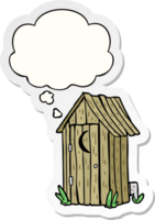 cartoon outdoor toilet with thought bubble as a printed sticker png