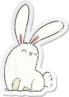 distressed sticker of a cute cartoon rabbit png