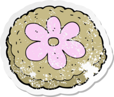 retro distressed sticker of a cartoon baked biscuit png