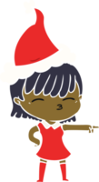 hand drawn flat color illustration of a woman wearing santa hat png