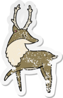 autocollant en détresse d'un cerf de dessin animé png