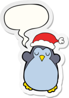 cute christmas penguin with speech bubble sticker png