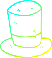 cold gradient line drawing of a cartoon top hat png