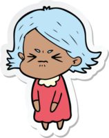 sticker of a cartoon angry woman png