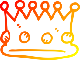 warm gradient line drawing of a cartoon royal crown png