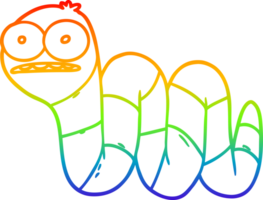 rainbow gradient line drawing of a cartoon nervous worm png