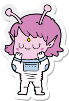 sticker of a cartoon alien girl png