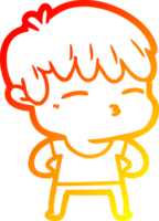 caloroso gradiente linha desenhando do uma desenho animado curioso Garoto png