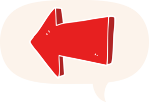 cartoon pointing arrow with speech bubble in retro style png