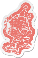 taai eigenzinnig tekenfilm verontrust sticker van een kat vervelend de kerstman hoed png