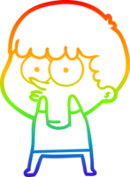 regenboog helling lijn tekening van een tekenfilm nieuwsgierig jongen png