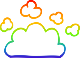 rainbow gradient line drawing of a cartoon weather cloud png