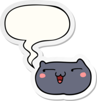 desenho animado gato face com discurso bolha adesivo png