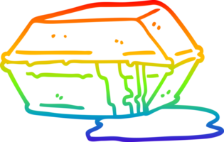 rainbow gradient line drawing of a cartoon greasy take out food png