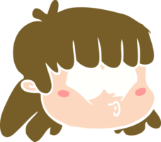 flat color style cartoon female face png