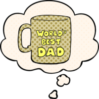 worlds best dad mug with thought bubble in comic book style png