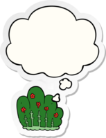 cartoon hedge with thought bubble as a printed sticker png