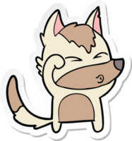 sticker of a cartoon wolf pouting png