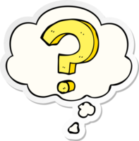 cartoon question mark with thought bubble as a printed sticker png