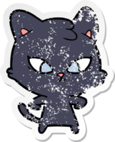 distressed sticker of a cute cartoon cat png