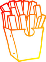 warm gradient line drawing of a cartoon fries png