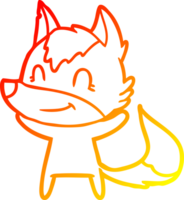 warm gradient line drawing of a friendly cartoon wolf png