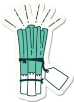 sticker of a tattoo style bunch of leeks png