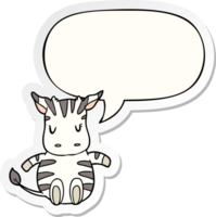 cute cartoon zebra with speech bubble sticker png