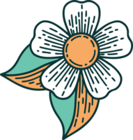 image de style de tatouage emblématique d'une fleur png