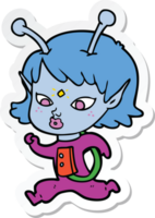 adesivo de uma linda garota alienígena de desenho animado correndo png