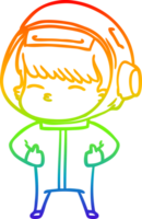 rainbow gradient line drawing of a cartoon curious astronaut png