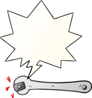 cartoon spanner turning nut with speech bubble in smooth gradient style png