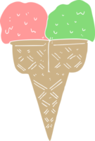 crème glacée de dessin animé de style plat couleur png