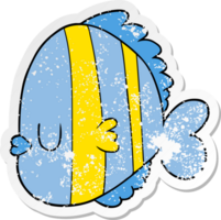 distressed sticker of a cartoon exotic fish png