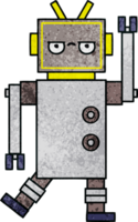 retrò grunge struttura cartone animato di un' infastidito robot png