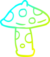 cold gradient line drawing of a cartoon mushroom png