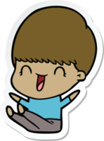 sticker of a happy cartoon boy png