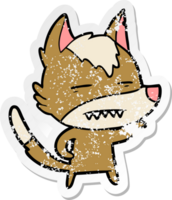 vinheta angustiada de um lobo de desenho animado mostrando os dentes png