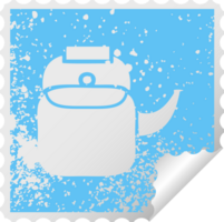 distressed square peeling sticker symbol of a kettle pot png