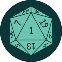 icon of natural 1 D20 dice roll png