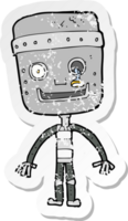 retro distressed sticker of a cartoon funny robot png