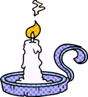 hand drawn cartoon doodle of a candle holder and lit candle png