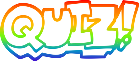 rainbow gradient line drawing of a cartoon word quiz png