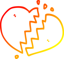 värma lutning linje teckning av en tecknad serie bruten hjärta png