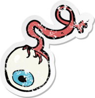 retro distressed sticker of a cartoon gross eyeball png